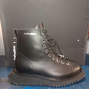 BePositiive Black Leather Womens Boots